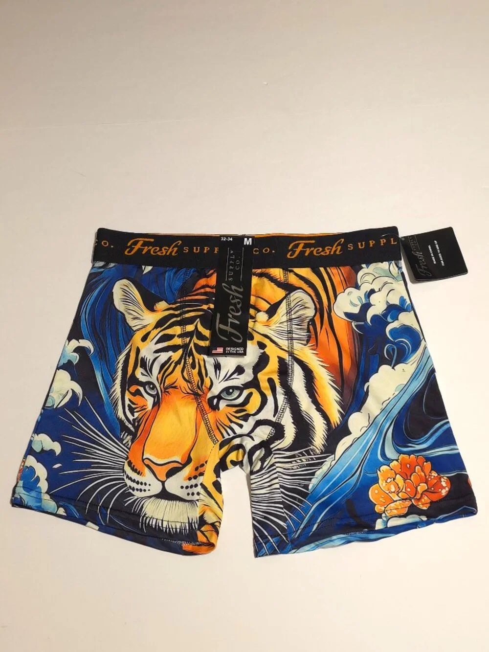Fresh Supply Co. Tiger Wave Graphic Boxer Briefs - Men's M 32-34